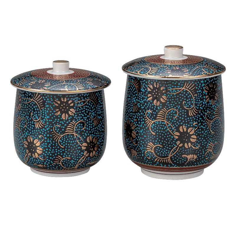 九谷焼 組湯呑・蓋付組湯呑 青粒鉄仙 コーヒー・お茶用品-茶道具・湯呑・急須-湯呑み