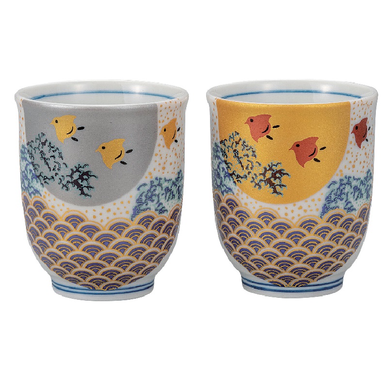 楽天市場】九谷焼：天啓赤絵魚網文湯呑・須田菁華《湯呑》 : 和食器の