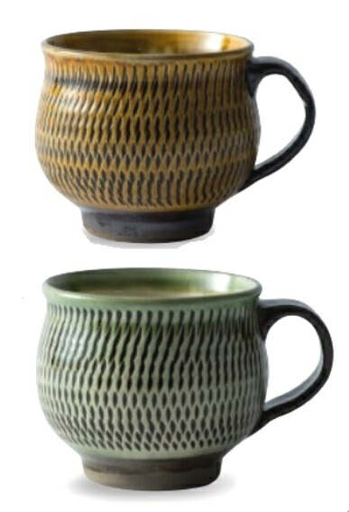 Amazon.co.jp: 萩焼 光彩庵 藍流 マグカップ サイズ 7.5 x 9cm