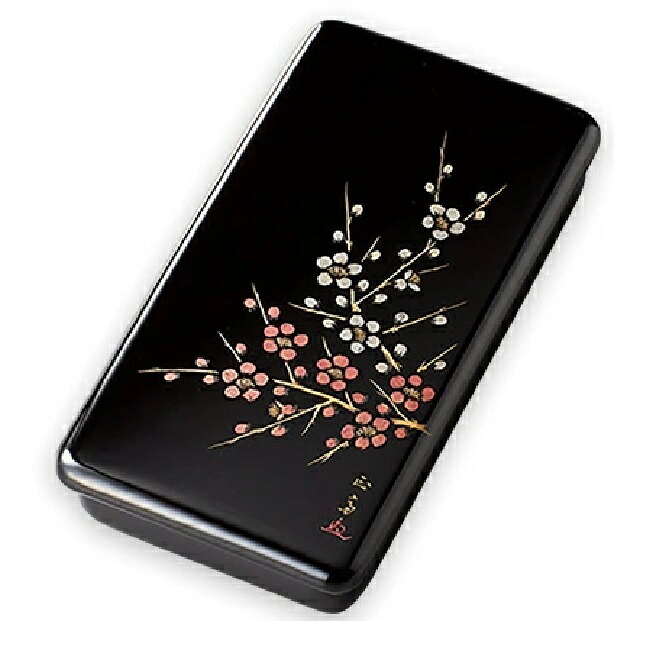 越前塗師細工・越前塗 雅乃 沈金紅白梅 硯箱 黒 (言い慣わし芸術士 服部正斎作)