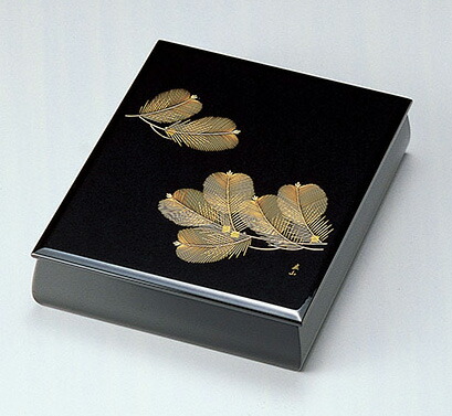 木製越前塗り　沈金松　文庫　A4サイズ　黒