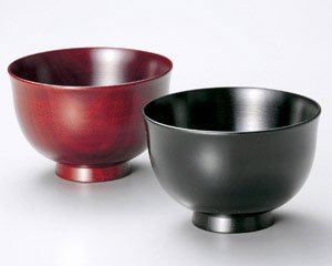 木製越前塗 さくら材・夫婦汁椀 摺漆赤・摺漆黒|漆器 久太郎