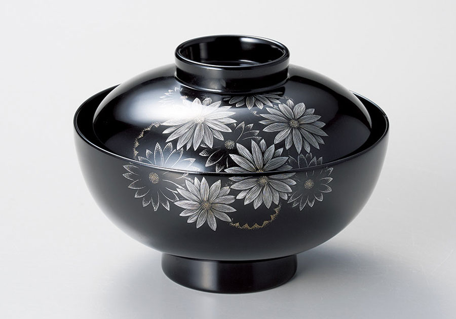 新品 未使用 越前塗 漆器 牡丹彫 ① 蓋付椀 吸物椀 木箱入り 楽天市場】吸物椀 黒 牡丹彫 (1客) 送料無料 日本製 : 創業90年 福井県