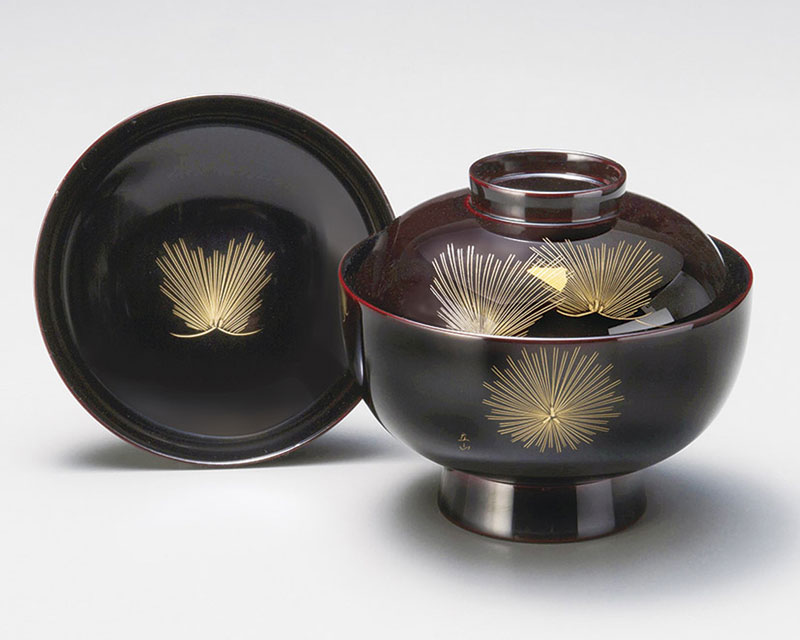 木製越前塗 沈金招福松 雑煮椀 溜|漆器 久太郎
