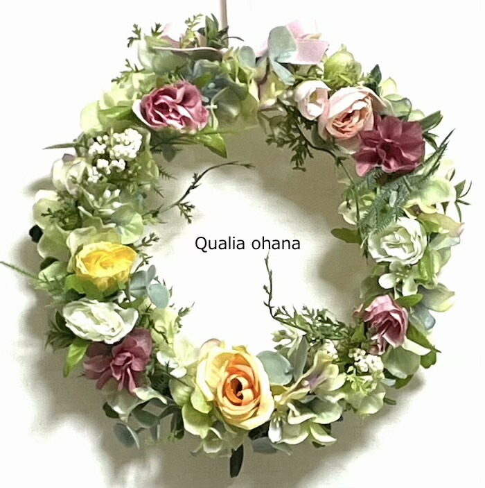 楽天市場】リース フラワーリース ピンク バラのリース 造花 ローズ