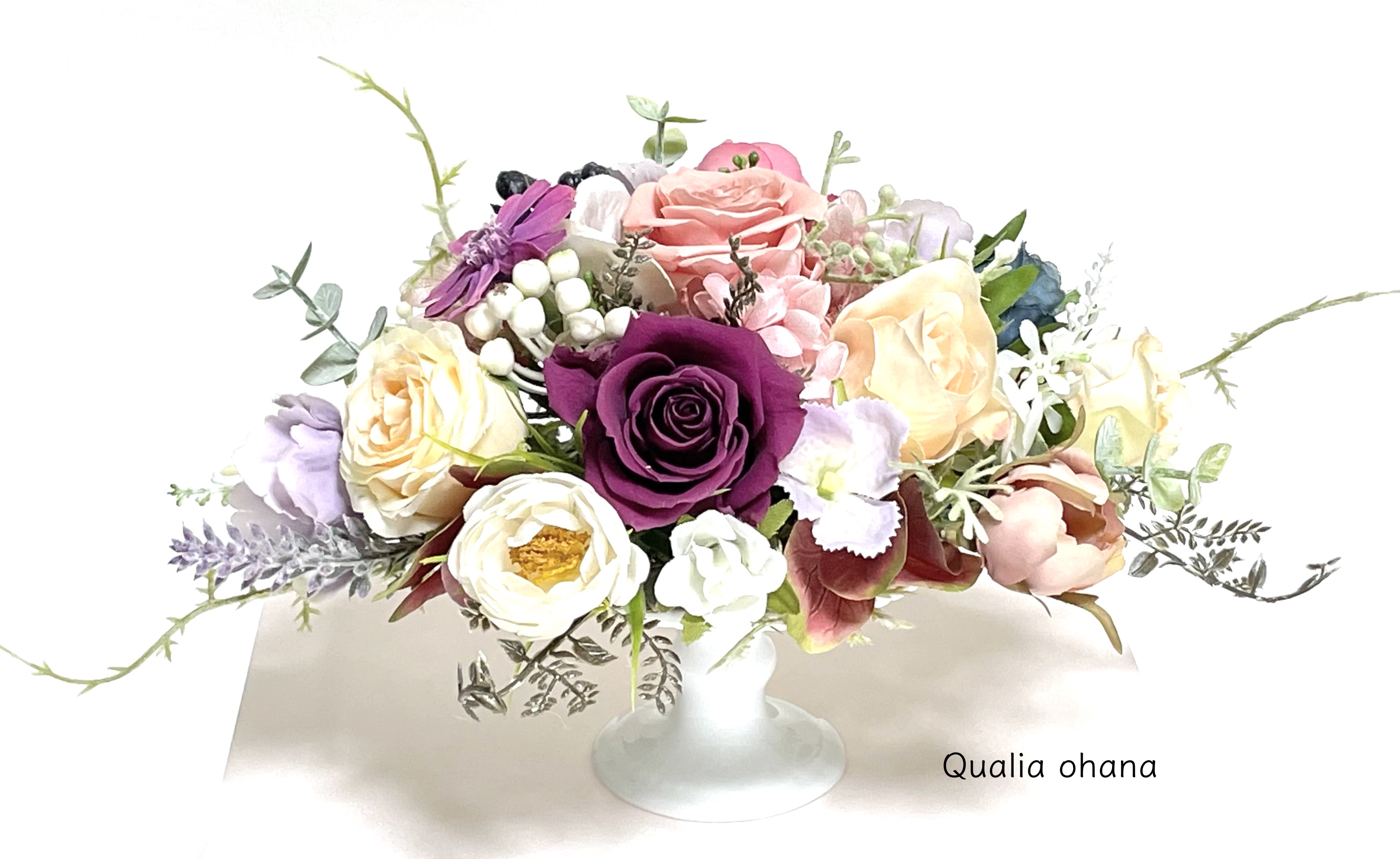 97 Off お花盛り盛り 卓上花 スタンドプレート プリザーブドフラワー 25cm 15cm 14cm ローズ ピンク ワインー 豪華 大人色 バラ あじさい プリザ アーティフィシャルフラワー 枯れないお花 ギフト 花ギフト フラワー 誕生日 プレゼント 記念日 贈り物 結婚祝い Fucoa Cl