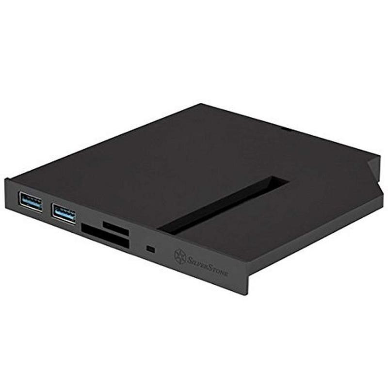 Silver 12.7mmスリム光学ドライブ→2基USB 3.0 Type-A、Micro SD/SDカードリーダー変換ドライブベイ T-FPS01