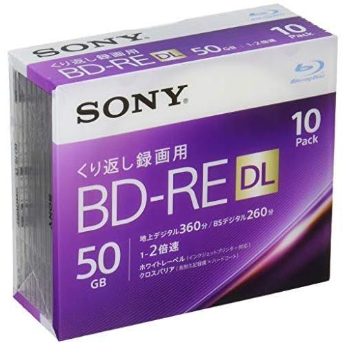 ー(SONY) 日本製 ブルーレイディスク BD-RE DL 50GB (1枚あたり地デジ約6時間) 繰り返し録画用 10枚入り 2倍速ダビング対応 ケース付属