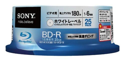 SONY ビデオ用BD-R 追記型 片面1層25GB 6倍速 プリンタブル 25枚スピンドル 25BNR1VP6