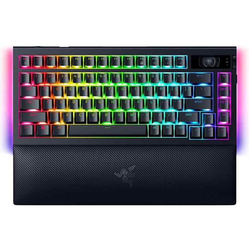 Razer レイザー BlackWidow V4 Pro 75% yperSpeedとyperPolによる 4K z ワイヤレス メカニカルキーボード オレンジ タクタイル メカニカルスイッチ コマンドダイヤル搭載 OLEDディスプレイ RGB 2面アン
