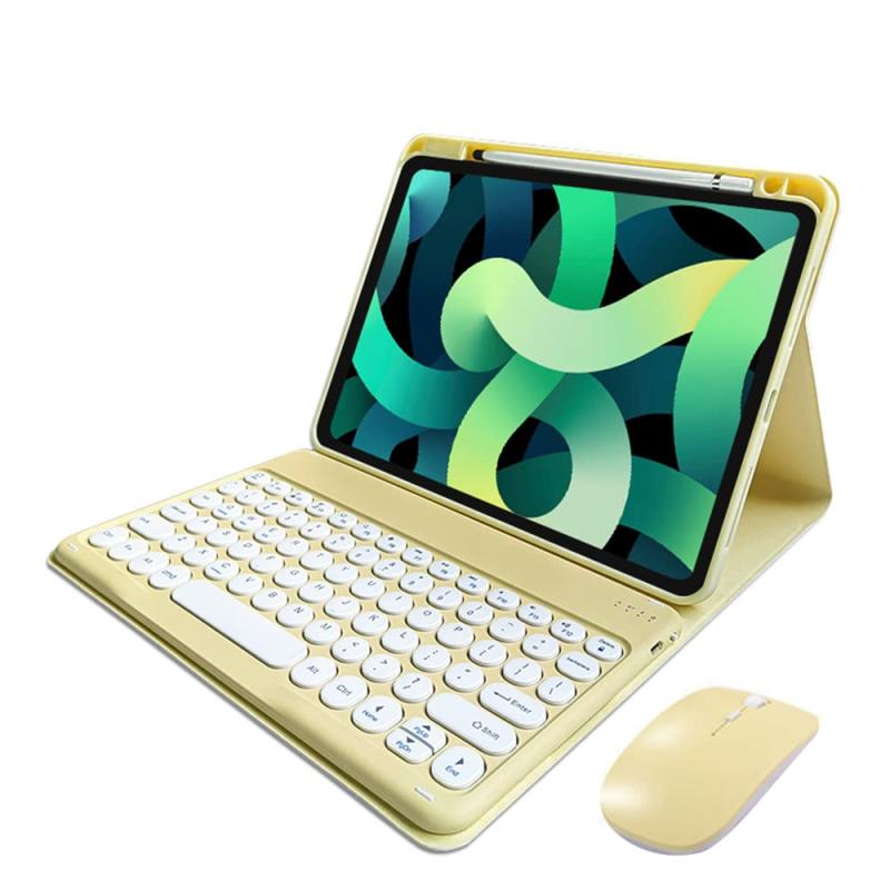 マウス付き 2022 iPad 10 キーボード付きケース 丸型キー Apple Pencil 収納可能 可愛い マグネット式 アイパッド キーボード カバー ワイヤレス Bluetooth マウス カラーキーボード