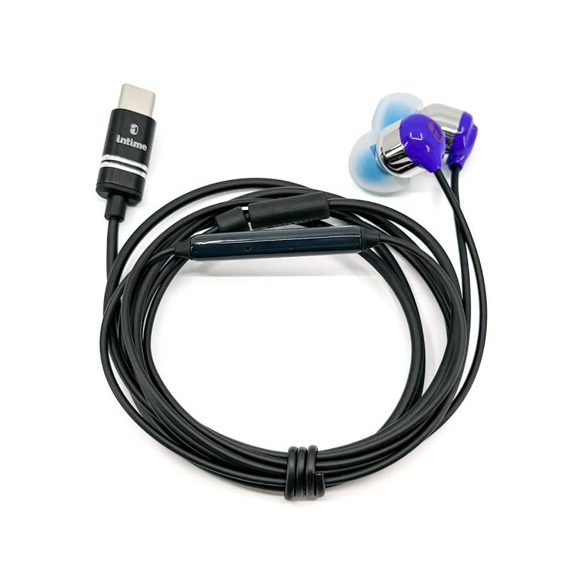 日本ブランド intime(アンティーム) イヤホン 有線 ブルー カナル型 USB TYPE-C (スカイブルー USB-C)