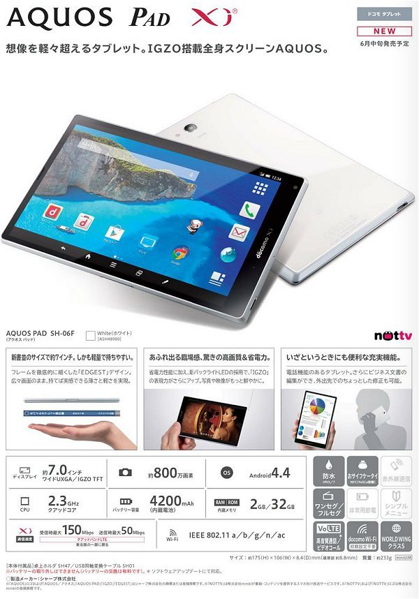 楽天市場 新品 未使用品 利用制限 Docomo シャープ Aquos Pad Sh 06f White ホワイト 白ロム ドコモ Sharp タブレット Quality Space