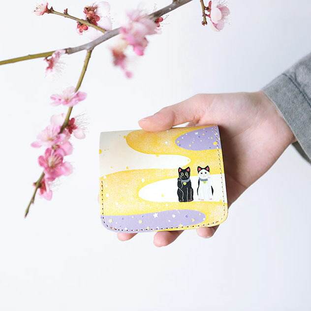 「小さいふ。」 小さい財布 お札が折れない ミニ財布 コンパクト財布 本革 革 栃木レザー 日本製 ハンドメイド レディース カードたくさん 大容量 財布 二つ折り財布 一粒万倍日【クアトロガッツ コンチャ 招き猫】