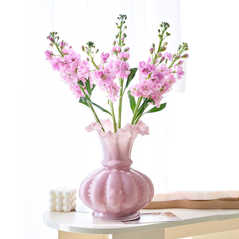 花瓶 花器 フラワーベース ガラス製 ピンク系 インテリア Amazon.co.jp: 花瓶 ガラス フラワーベース 18cm マカロン色 丸