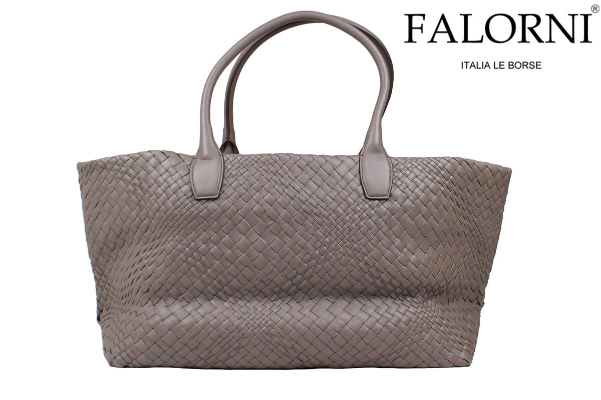 FALORNI ファロルニ　トープ　イントレチャート　ベージュ　編み込み　トート ファロルニ FALORNIトートバッグ 本革 編み込み イントレ