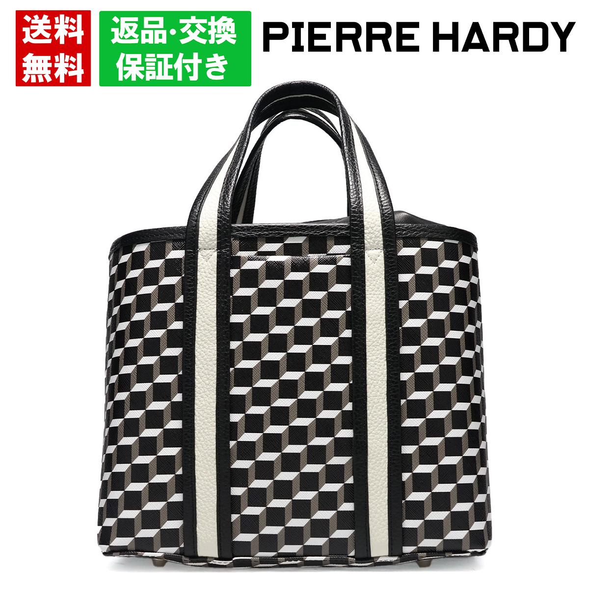 ピエールアルディ ミニトートバッグ PIERRE HARDY pv05tps26canccf モノクロ ブラック ホワイト 革 レザー鞄 持ちやすい 2WAY マチ広 収納大容量 仕事 旅行 普段使い