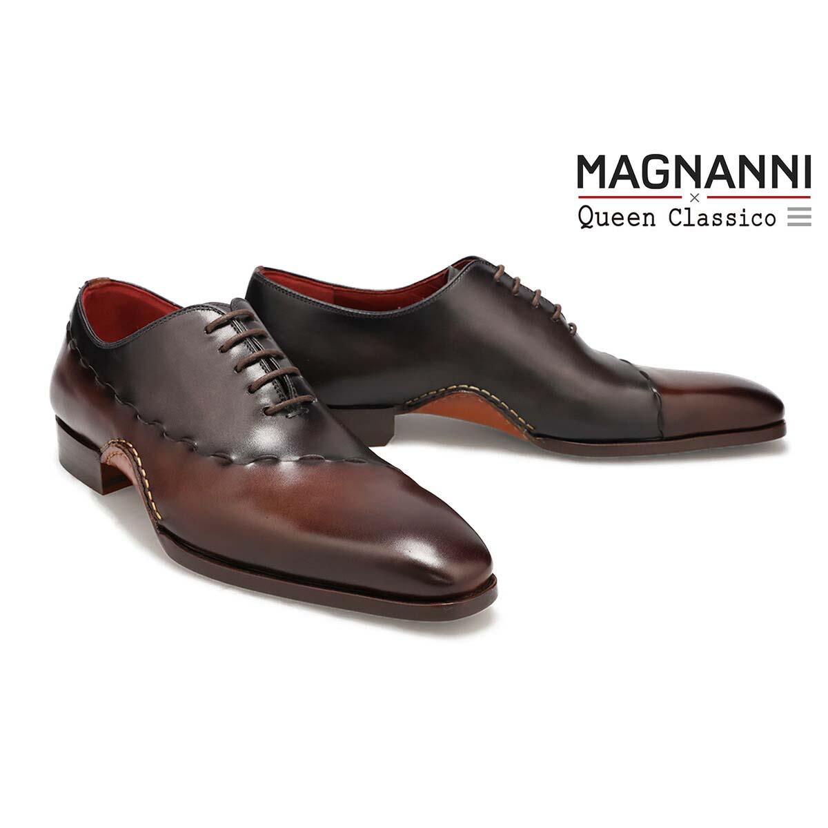 マグナーニ クインクラシコ プレーントゥ ホールカット メンズ カーフレザー タバコグレー ブラウン MAGNANNI 25695 パーティー