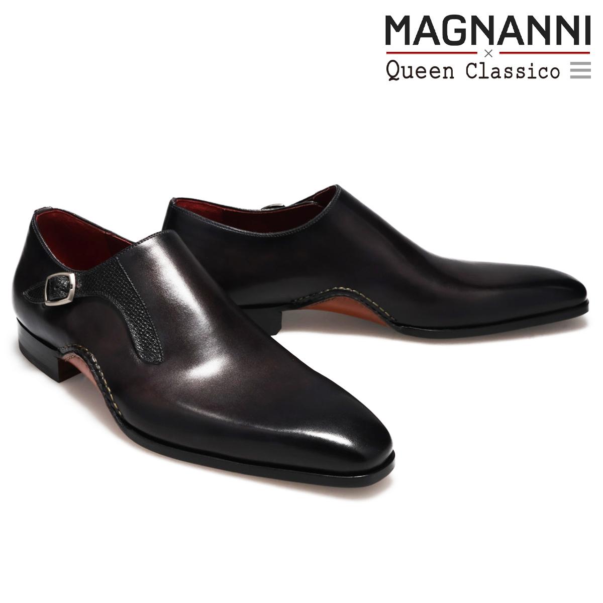 マグナーニ / MAGNANNI ミクスドメディア シングルモンク スペイン製 26304 ブラック ビジネス ドレス スマートカジュアル 本革 ストラップ 上品 存在感