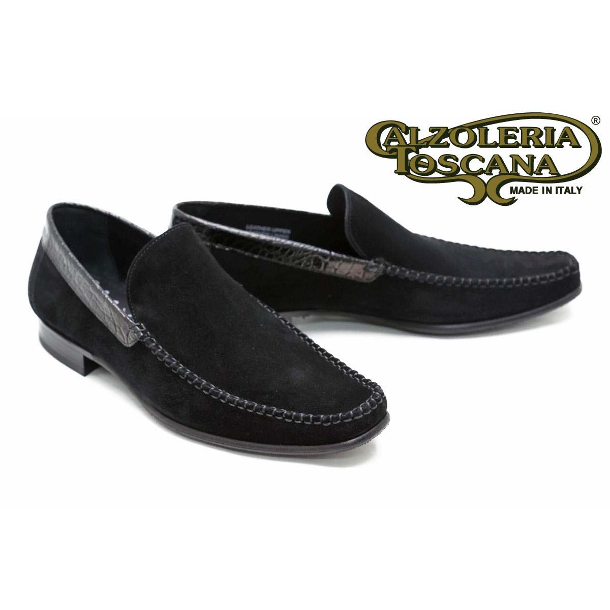 【25日限定！エントリー＋RカードでPt15倍】 【平日10時までのご注文で即日出荷！】 スリッポン メンズ 本革 ブラック 靴 カルツォレリア トスカーナ モカシン スエード レザー ビジネス ドレス カジュアル ローファーイタリア製 Calzoleria Toscana 9315s パーティー画像