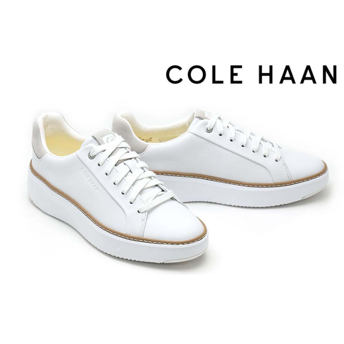 コールハーン スニーカー レディース グランドプロ トップスピン 靴 COLE HAAN w24775 本革 牛革 レザースニーカー 軽量 クッション 快適 歩きやすい サポート 屈曲性 オンオフ兼用 ビジネスカジュアル ビジカジ 革靴 ホワイト