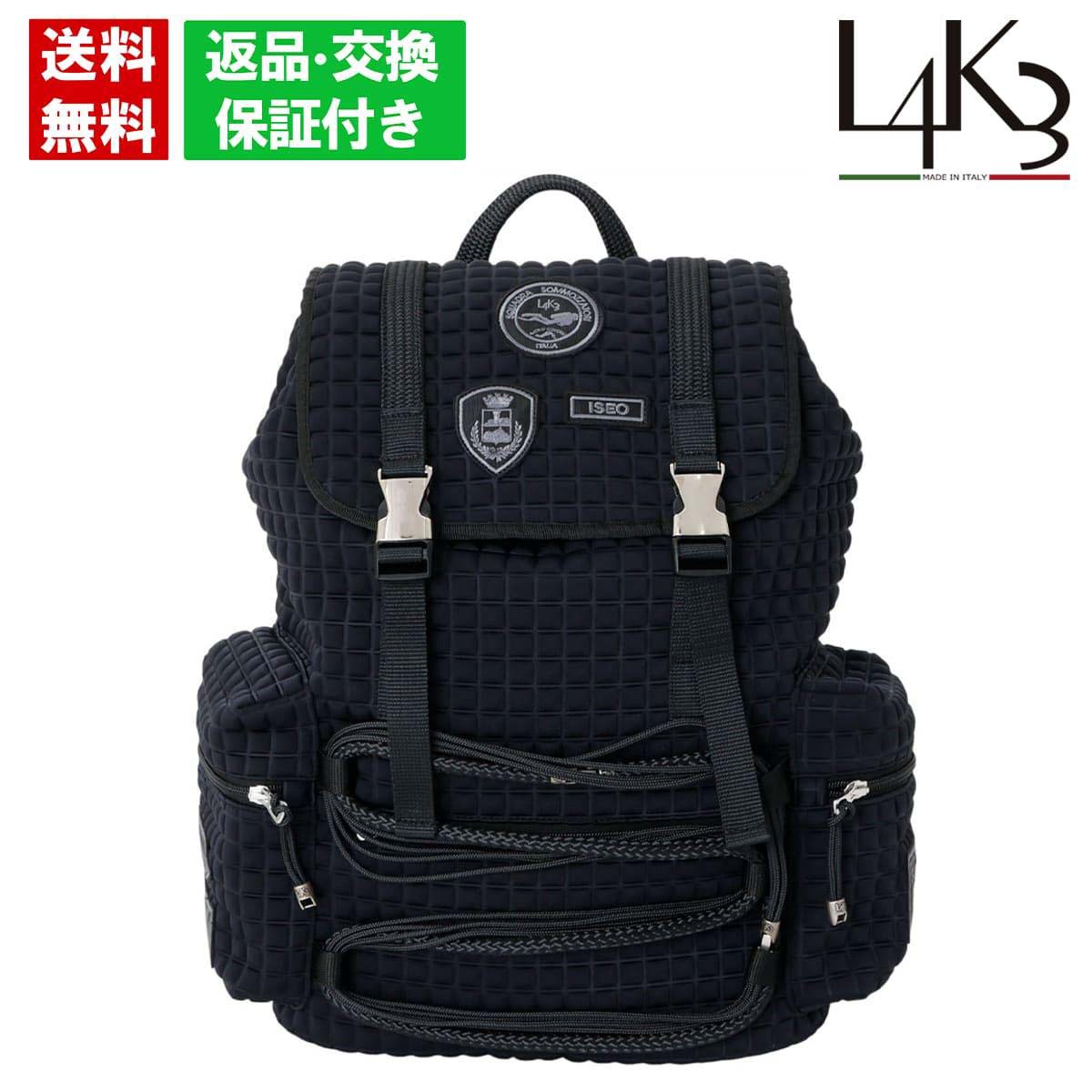 【平日14時までのご注文で即日出荷！】 レーク バックパック ブラック イタリア製 L4K3 bpl-1002pa ブラック リュック 大容量 合宿 旅行 収納 PC収納