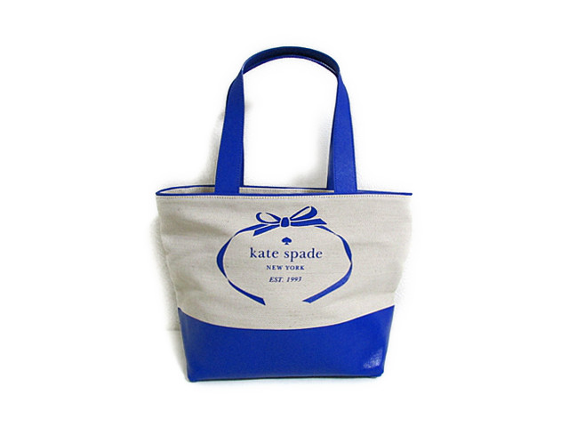 【スペシャル】kate spade ケイトスペード トートバッグ サマー ヘリテイジ スペード ロゴ ナチュラル/ブルー【新品】kate spade バック Summer (PXRU5584) Heritage Spade Logo n/isldp