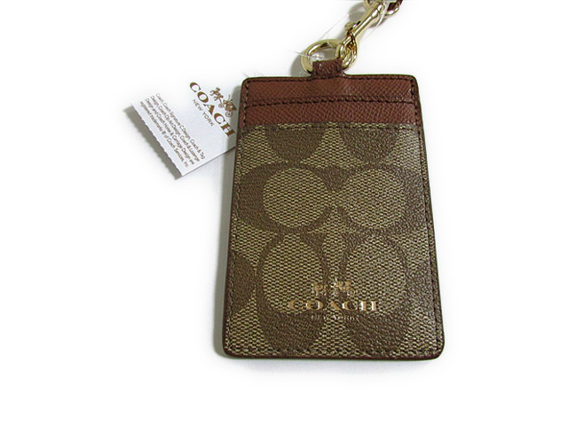 【特別】Coach コーチ職 ID容れもの 書き判 PVC 幽客yd ID 63274 カーキ/サドル【新品】COACH Signature PVC Lanyard ID (Style F63274 IMBDX) IM/Khaki/Saddle 定期入れ・パスケース-バッグ・小物・ブランド雑貨-財布・ケース