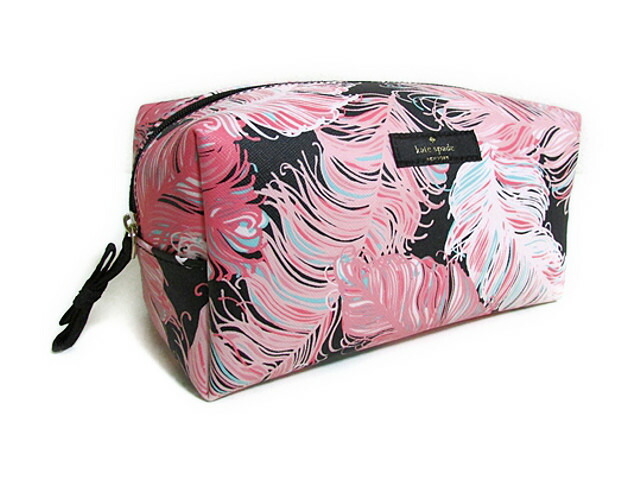 Kate Spade Cosmetic Bag Medium Davie Brigher Drive Black Pink Wlru2247 Rglplmblsh