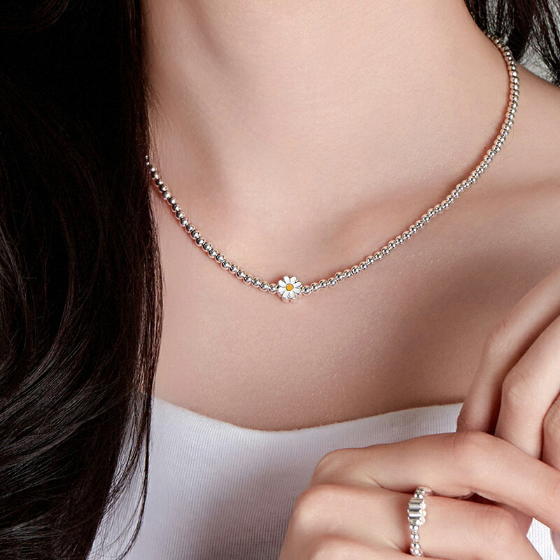 ネックレス デイジー シルバー ボールチェーン ネックレス 韓国アクセサリー 入学 卒園 母の日 23,364円