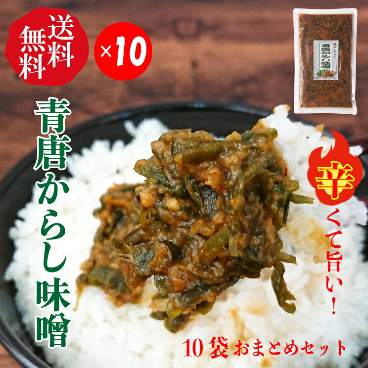 【送料無料】青唐からし味噌 250ｇ×10袋セット【ごはんのおとも】【宅急便】お得なまとめ買いセット 常備食 保存食 おかずみそ*