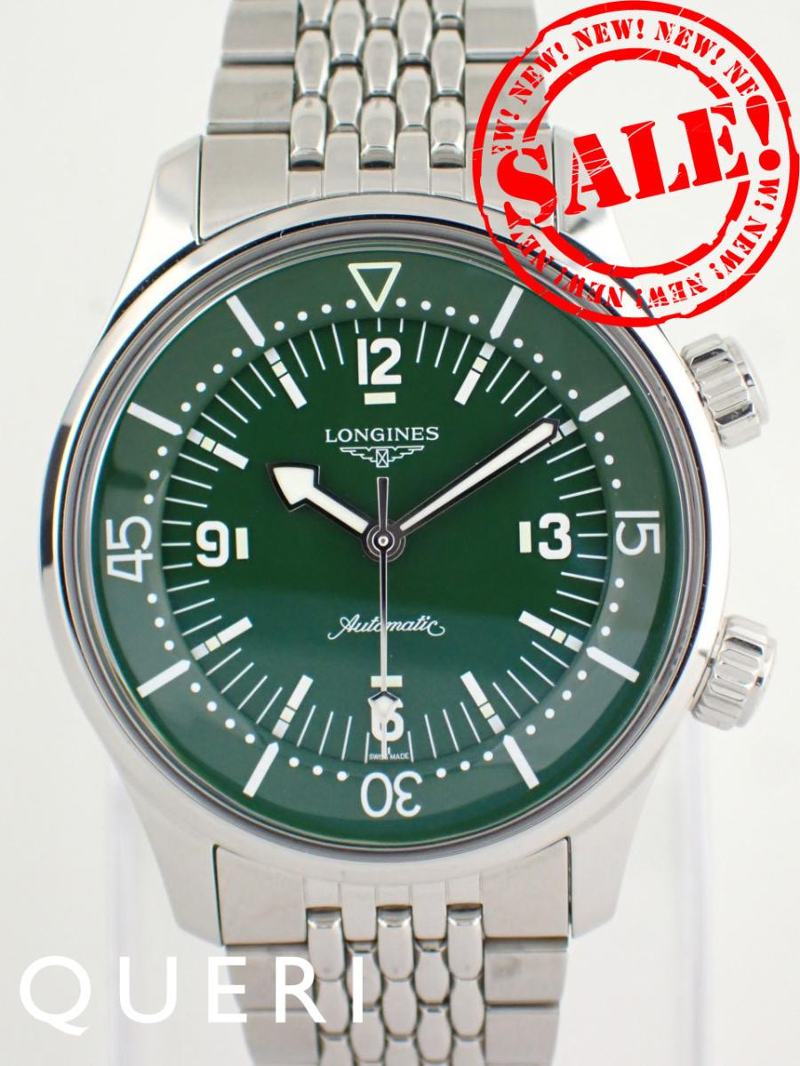 ロンジン レジェンドダイバー 緑であること メンズ L3.764.4.06.6(L37644066)中古美品【中古】