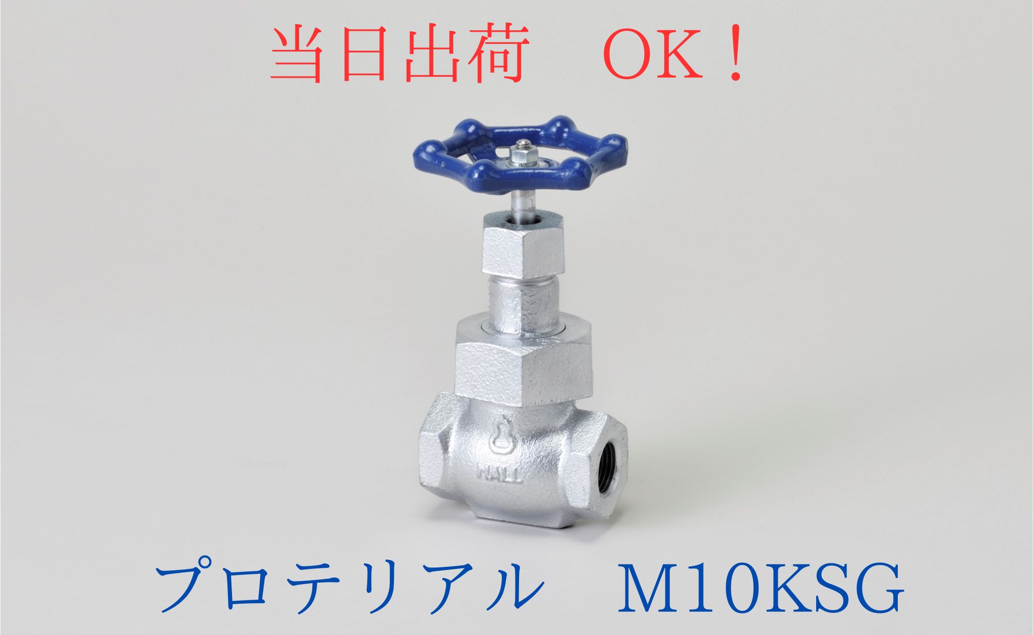 プロテリアル (日立金属) M10KSG 50A (2B) マレブル 玉形弁 グローブバルブ ねじ込み 10Kタイプ 青ハンドル|クイック サプライ
