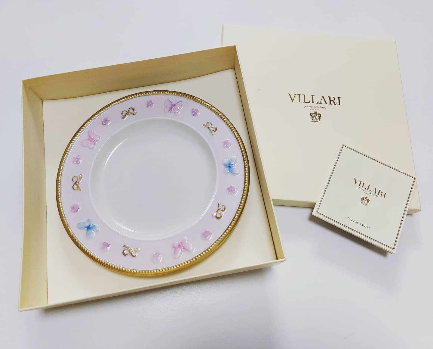 新品 ヴィラリ☆VILLARI デザートプレート ピンク リボン 食器 [宅送