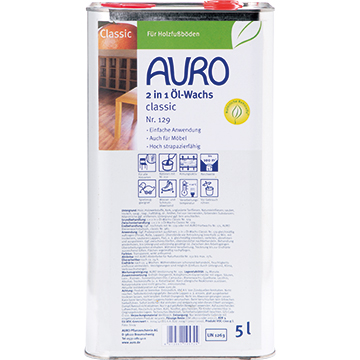 AURO アウロ No.129天然油性オイルワックス 5L　100%天然原料でできた無垢材用のワックスです。【np-0129・np.0129】