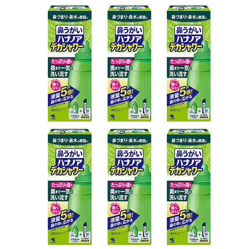 ハナノア デカシャワー 鼻うがい 鼻づまり 鼻水 鼻洗浄 専用洗浄液 小林製薬　6個セット