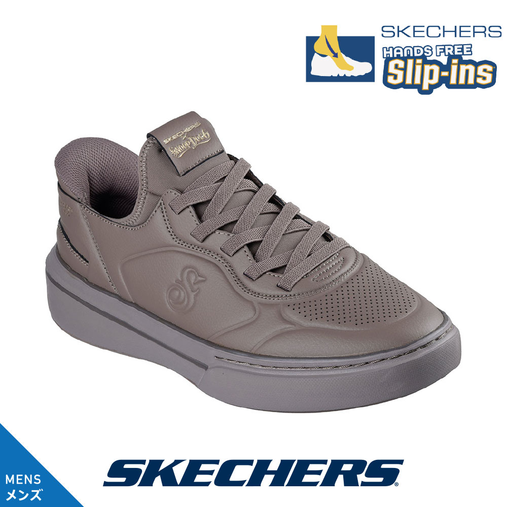 スケッチャーズ メンズ 251100 DKTP ダークトープ スニーカー SKECHERS 人工皮革 スリップインズ SNOOP ONE-NEXT EPISODE バンジー エアクールドメモリーフォーム スヌープ ドッグ レースアップ 靴ひも