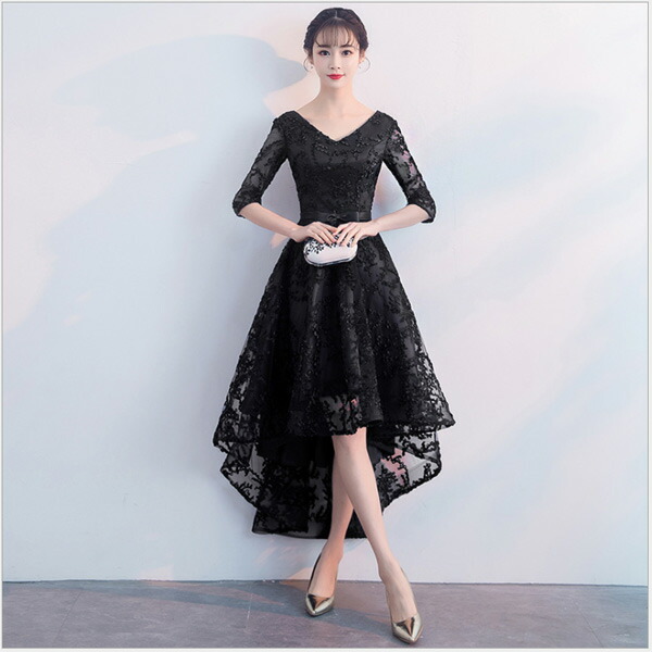 フィッシュテール パーティードレス 可愛い 2次会 結婚式 アシンメトリー デート 大人 お呼ばれ