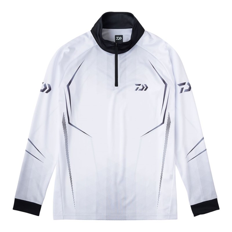 ダイワ DE-7525 ロングスリーブハーフジップシャツ ホワイト XL | 釣具 釣り フィッシング