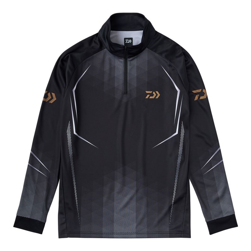 ダイワ DE-7525 ロングスリーブハーフジップシャツ ブラック XL | 釣具 釣り フィッシング