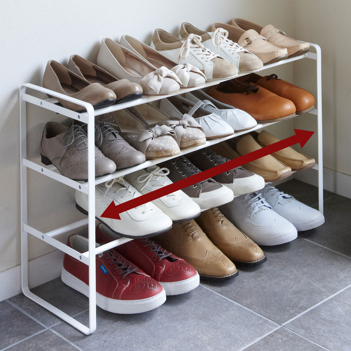 楽天市場】シューズラック 山崎実業 伸縮 3段 スリム 省 スペース 靴