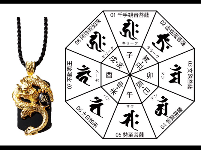 ネックレス メンズ ペンダント 梵字 守護梵字ペンダント パワーストーン 天然石 水晶 オニキス 厄除け お守り 御守り 魔除け キリーク 戌 亥 106 067 ギフト プレゼント 贈り物 返品不可 人気 Salon Raquet De