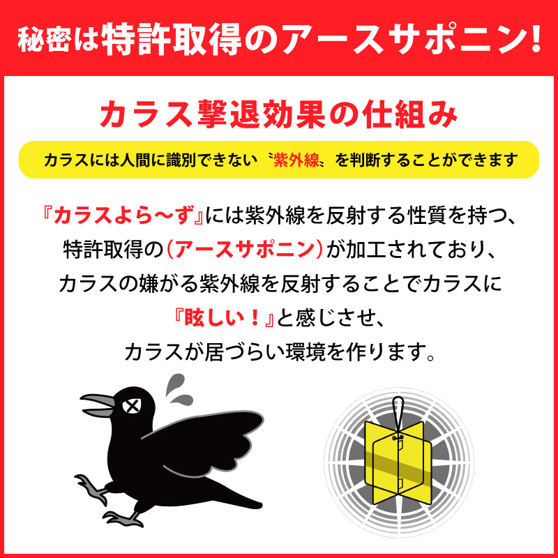 楽天市場 カラスよら ず 忌避剤 アースサポニン カラス退治 カラス対策 カラス避け 害獣 害獣忌避 忌避 野外用 糞害対策 簡単設置 なんでもr Shop 楽天市場店