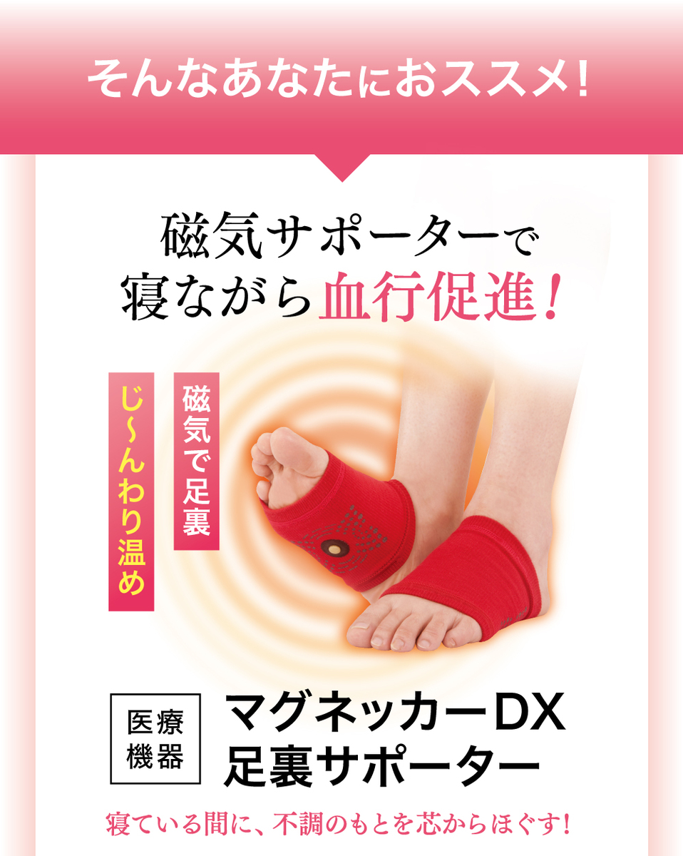 市場 マグネッカーDX 磁気 遠赤外線 医療用磁石 コリ 保温 左右兼用2枚入り 血行促進 足裏サポーター 温め 足裏