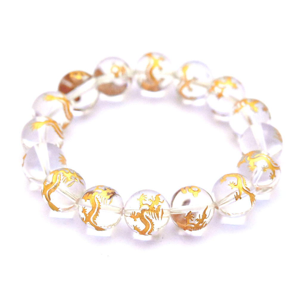 AAAAA水晶金彫り飛龍10mmブレスレット｜銀石［ＧＩＮＳＨＩ］