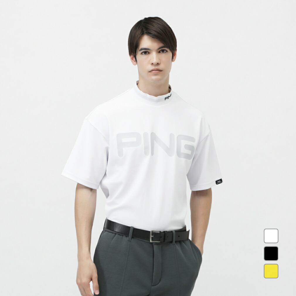 CPG GOLF シーピージーゴルフ　ハイネック　半袖シャツ　メンズ　ロゴ　白 CPG GOLF シーピージーゴルフ ハイネック 半袖シャツ メンズ ロゴ 白