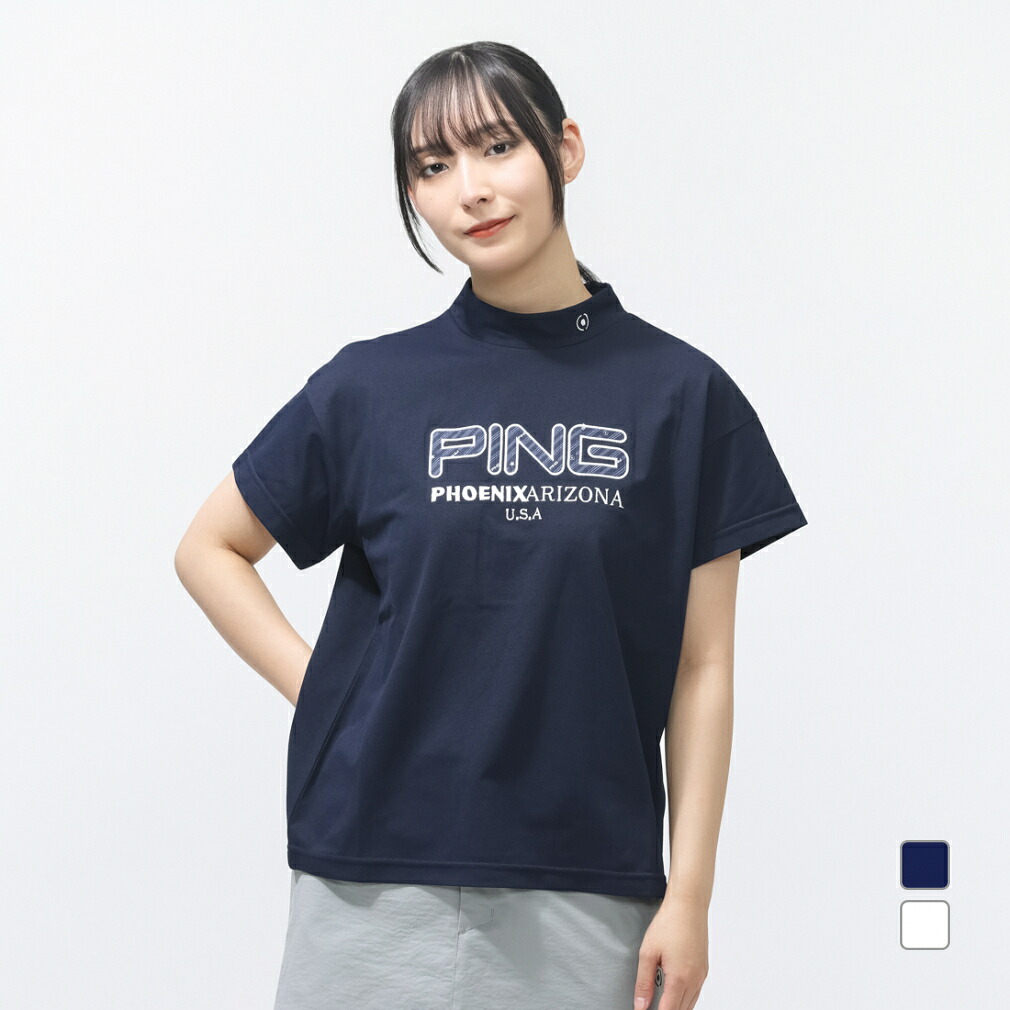 ピン レディース ゴルフウェア 半袖シャツ 春 夏 アップリケ半袖ハイネックシャツ (6226167200) PING