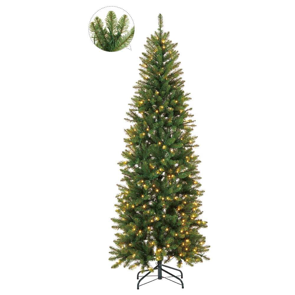 クリスマス ツリー 大きい 【メーカー直送品】 スリムパインツリー(300球LED常点ライト付)《代引決済・他商品と同梱不可》 人工植物 クリスマス LED アスカ ASCA アスカ商会｜造花ドライフラワー専門問屋花びし