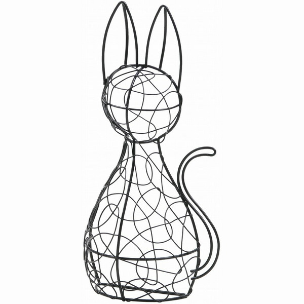 《 アレンジベース 》◆とりよせ品◆SG Wonder zone ワイヤー猫 半立体 黒 ワイヤー 壁掛け インテリア 花資材 花器 ベース アレンジ 安い 装飾 フラワーアレンジメント フラワーアレンジ