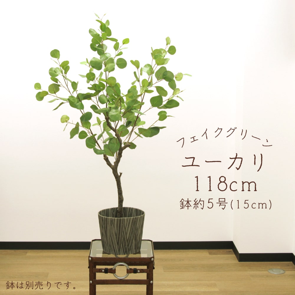 フェイクグリーン 観葉草木 とりよせ品 【製造会社直送品】ユーカリノキ(ポット付) 118糎《代引決済・他商いものとの同梱不可》\u003cbr /\u003e \u003cbr /\u003e 観葉草木 1m 人工観葉 坦々たる アスカ ASCA アスカ会社